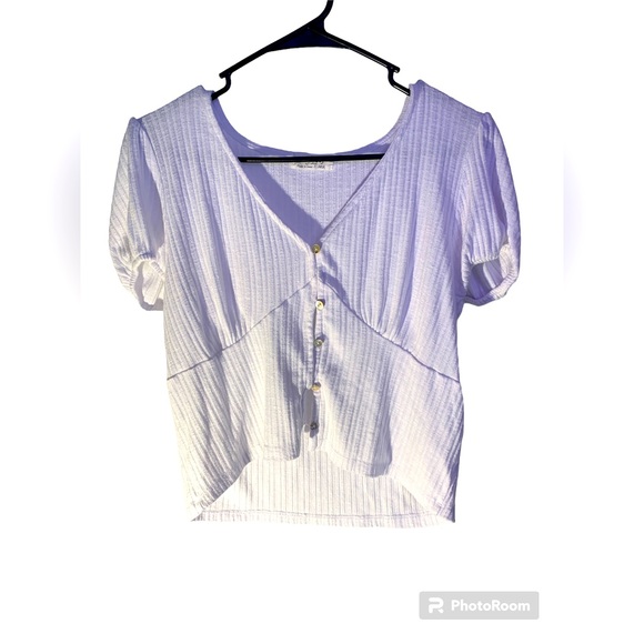 White short sleeve button up sweater - Picture 1 of 1